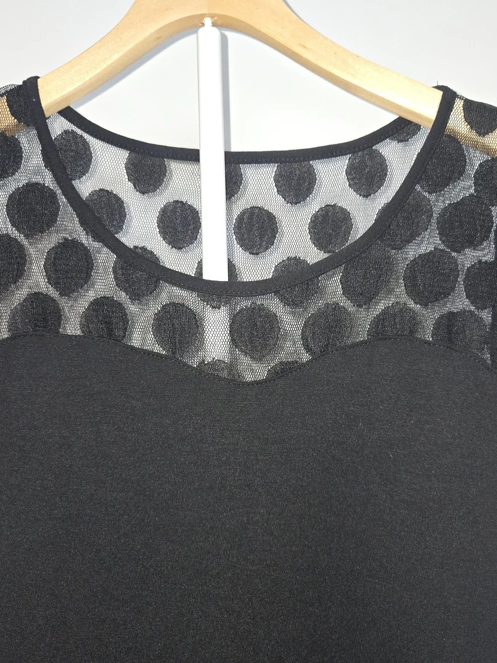 Boston Proper Black Polka Dot Mesh Top XS - Picture 3 of 5